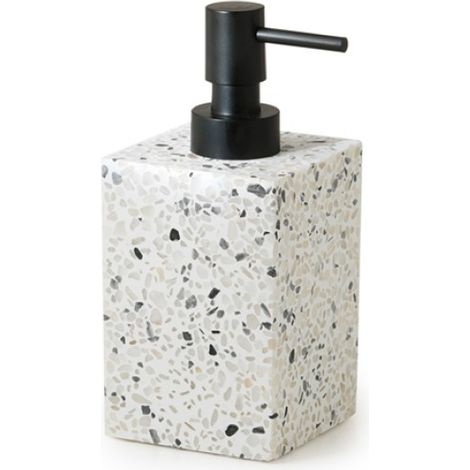 DOSA SAPONE DA APPOGGIO IN GRANIGLIA DI MARMO MODELLO ZOE - DIM. CM (LXPXH): 7X8,2X16,2 - BIANCO/NERO  - GDY