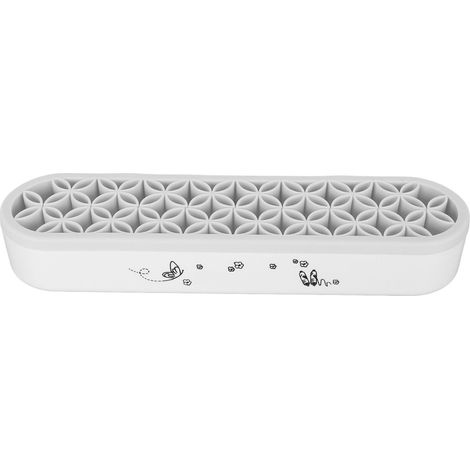 Organisateur de pinceaux de bureau en silicone, multifonctionnel, à plusieurs emplacements, porte-pinceaux de maquillage DIY flexible, gris (convient aux outils de couture).