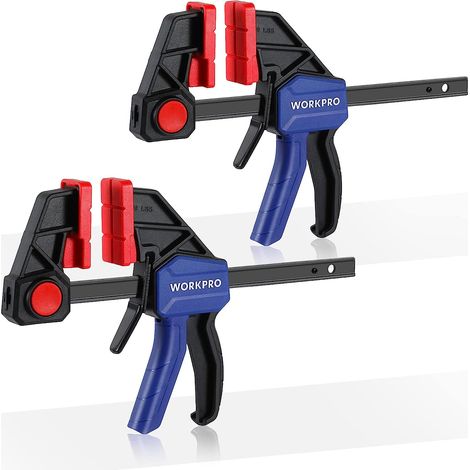 WORKPRO Jeu de Serre-joints Rapide 2 Pièces en Acier et Nylon Renforcé pour une Fixation Précise, Largeur de Serrage 152 mm, Force de Serrage Maximale 136 kg,Plage d'Etirement 175-335 mm (1/5)