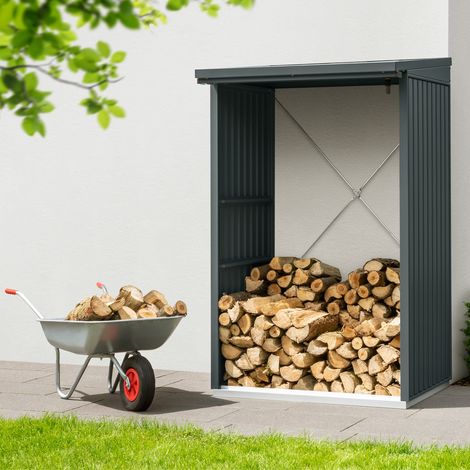 Hörmann Ecostar Metall Kaminholzregal Trend Typ 1, 123 x 103 cm, anthrazit, 123 x 103 x 198 cm (T x B x H) (1/5)