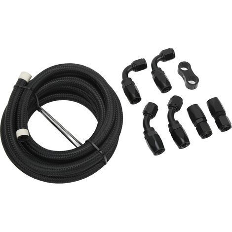 Kit de tuyau de conduite de carburant de 3 mètres, adaptateur de raccord de tuyau AN6 en aluminium et Nylon tressé pour liquide de refroidissement, huile hydraulique Diesel (1/5)