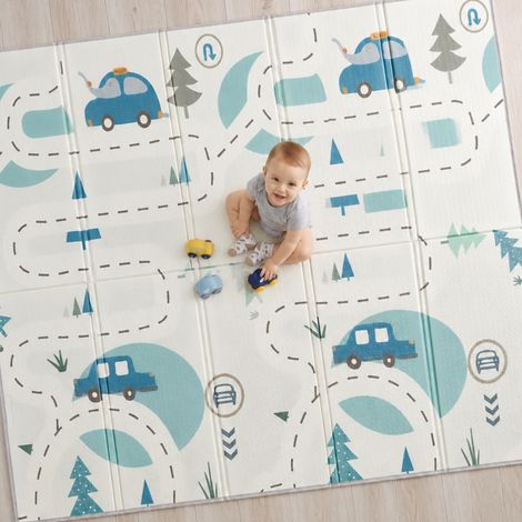 CASABEL Tapis d’Éveil Bébé, Épais & Doux, 180x150cm Motif Route