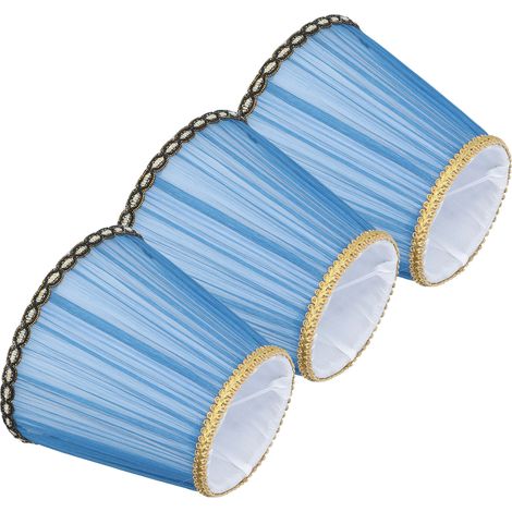 3 Abat-jour en Tissu, Douille E14, Clip-on, pour Bougie Lustre Lampe Murale Lampe de Table Déco Intérieur (Bleu Foncé) (1/5)