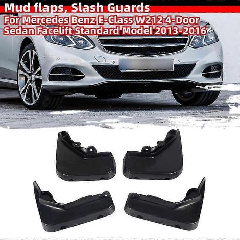 Bavettes garde-boue noires de haute qualité (4 pièces) pour Mercedes-Benz Classe E W212 4 portes (2013-2016). (1/2)