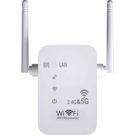 Répéteur WiFi 5G + 2.4G 1200 Mbps – 4 antennes externes à gain élevé – Portée jusqu'à 10m – Installation rapide WPS - FIL 5 G (1/4)