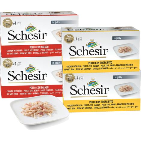 Alimento húmedo para perros SCCHESIR AD M-Pack, mezcla de filetes de pollo, 16 x 85 g (1/2)
