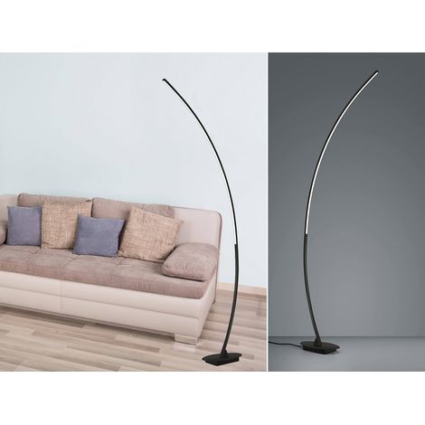LED Stehlampe gebogen SOLO Metall Schwarz Höhe 158cm Ausladung 35cm