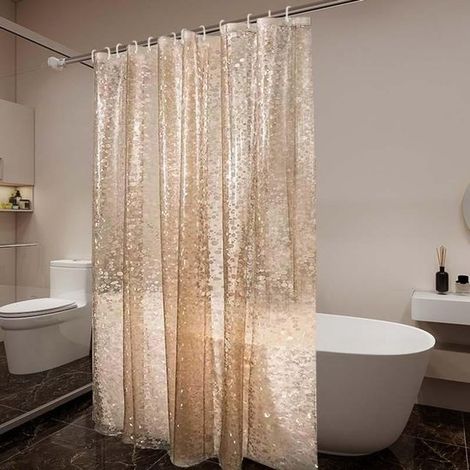 Cortina de ducha transparente de 180 x 180 cm para bañera，resistente al moho，impermeable，de plástico PEVA，180 x 180 cm (1/5)