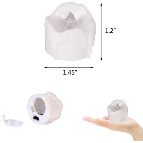 Set mit 12 flackernden LED-Teelichtern, ideal für Halloween, Weihnachten, Herbst und Winter, Hochzeiten – Durchmesser: 3,6 cm – Höhe: 3,3 cm