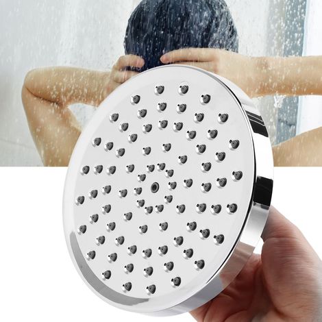 Cabezal de ducha de alta presión fabricado en ABS, color plata, G1/2, 15 cm, para bañeras, no requiere instalación. (1/5)