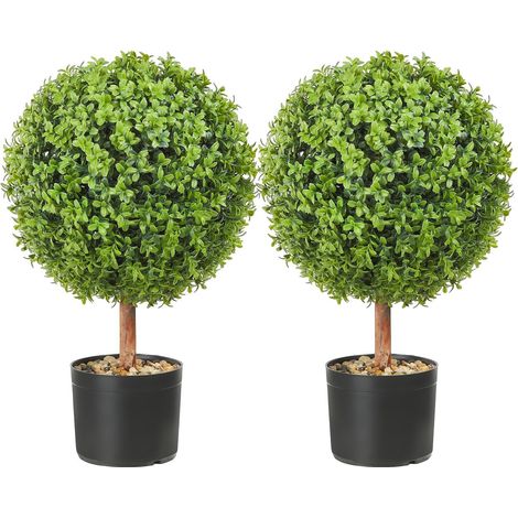 Arbres Topiaires Artificiels en Boule, 24 Pouces (2 Pièces), Plantes Vertes Fausse avec Jardinières, Décoration Intérieure et (1/5)