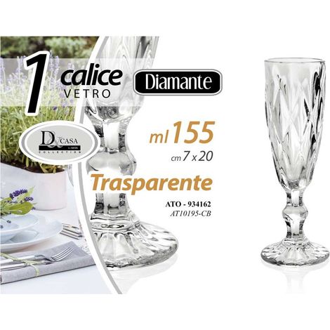Copa flauta de vidrio transparente 155 ml 7x20 cm