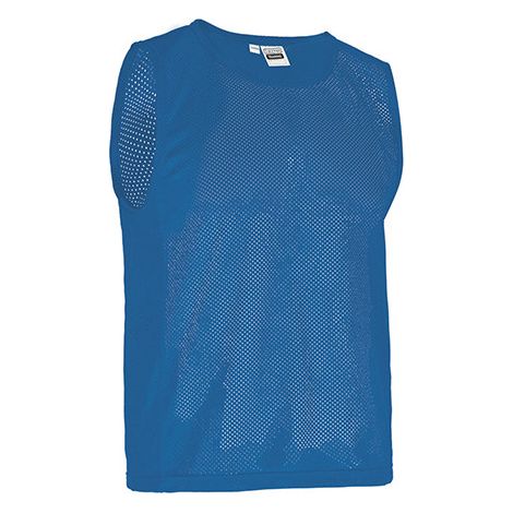 Peto deportivo multiusos con doble pespunte en cuello, bajo y sisas, tejido de rejilla 100% poliéster VALENTO TRAINING Adulto Azul royal