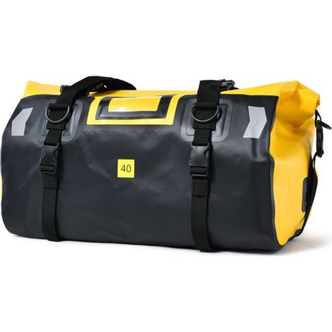 Wasserdichte Motorradtasche, große wasserdichte Sporttasche mit Rollverschluss, Schultergurten, reflektierendem Design (gelb, 40 l) (1/5)