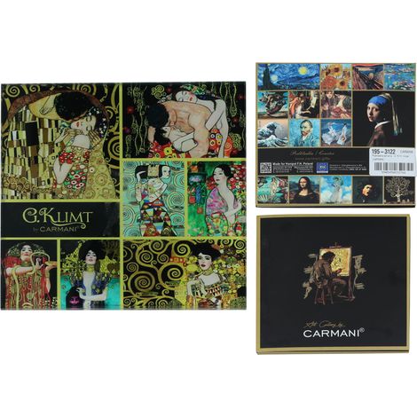 Carmani, posavasos de cristal aprox. 11,5 x 11,5 cm - Gustav Klimt/collage (1/3)