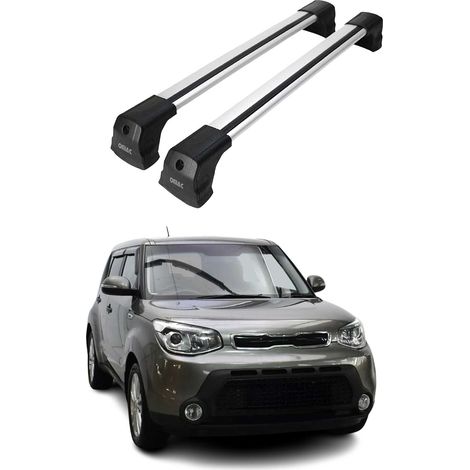 OMAC Dachträger Querträger kompatibel mit Kia Soul II 2014-2019 – 2 Stangen – Abschließbar – Aluminium Silber (1/5)