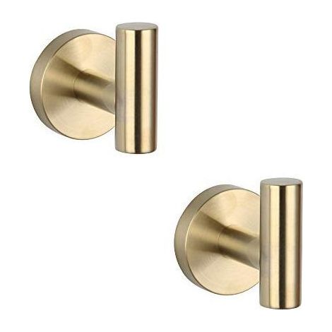Lot de 2 patères en acier inoxydable SUS 304 doré brossé – Fixation vis cachées – Résistantes à la corrosion – Pour salle de bain moderne (1/5)