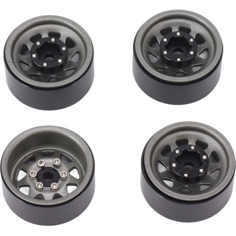 Lot de 4 jantes Beadlock à gorge profonde de 2,5 cm (1 pouce), universelles pour carrosserie de véhicules tout-terrain et voitures radiocommandées Traxxas, avec vis, couleur titane. (1/5)
