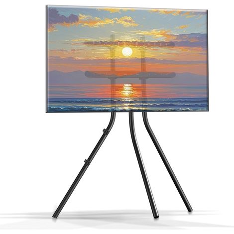 Support TV sur Pied Artistique avec Base trépied Simplicité élégante pour écran Plat de 42 à 86 Pouces jusqu'à 65 kg, Support TV réglable en Hauteur à Trois Pieds pour Salon, Noir, YS613B (1/5)