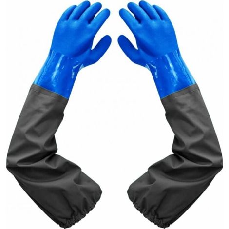 Waterproof Frosted Gloves - Pond Cleaning Gloves, 26" Flocked Lining, Elastic Cuffs, for Chemical Industry, Agriculture, Fishing, Construction YMYNY (1/4)