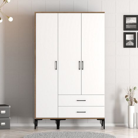 Kleiderschrank Kumual ST Walnussweiß Melamin 120x47,5x201,4 cm