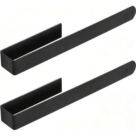 Lot de 2 porte serviettes muraux noirs en acier inoxydable 37 cm auto adhésifs sans perçage résistants à la corrosion (1/5)