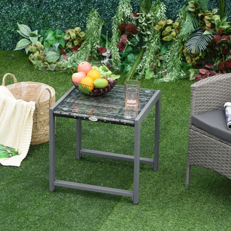Tisch Beistelltisch mobil 50x49 5x50 Polyrattan OKMYHOME (1/3)