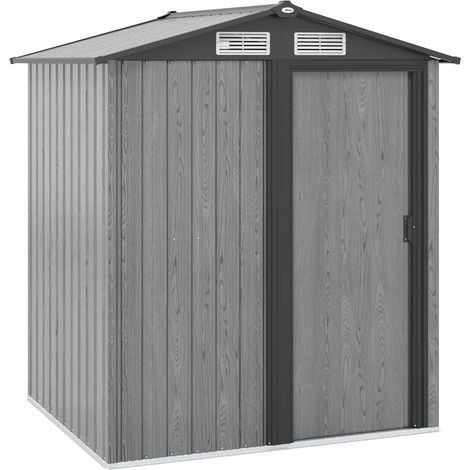 4.3 x 5ft Outdoor Garden Storage Shed - Grey Wood Effect