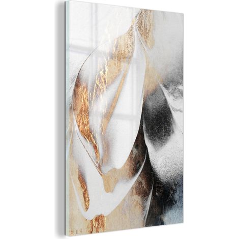 TABLEAU EN PLEXIGLAS Luxe - Abstrait - Or - Blanc Tableau Moderne 60x90 (1/5)