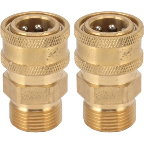 2 adaptateurs de raccord M22, 3/8" NPT femelle vers male, trou intérieur 14 mm, cuivre pur, pour nettoyeur haute pression (1/4)