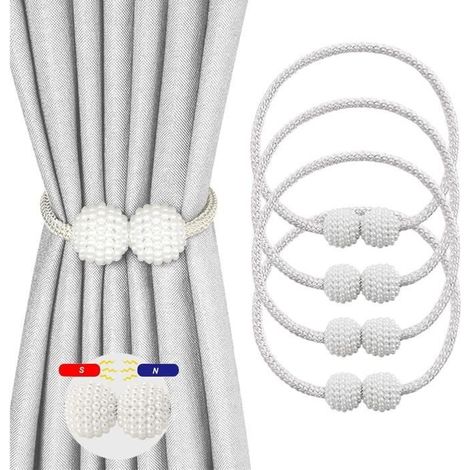 4 PIÈCES Embrases pour Voilages, Embrase Rideaux Aimanté, Attache Rideau Aimantée, Mbrasses Magnétiques pour Rideaux (Gris) (1/4)