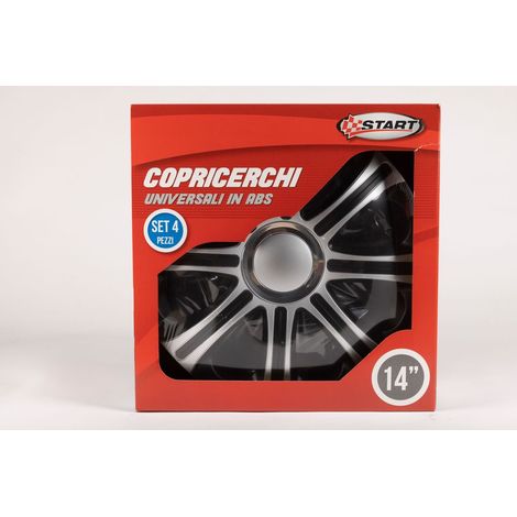 Modena ner/grig 14" set calotte auto in scatola