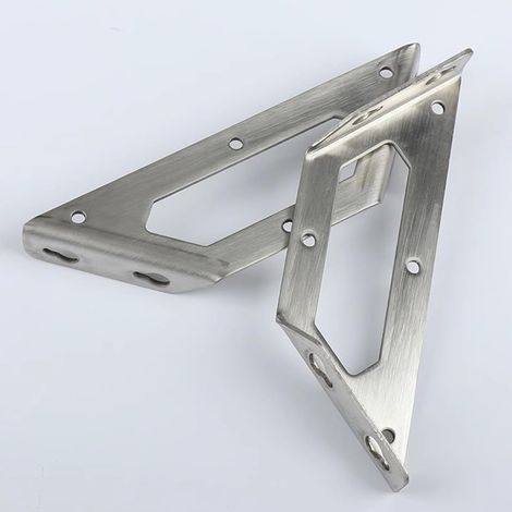 Connettori ad angolo retto in acciaio inox / staffe angolari triangolari rinforzate - fissaggi per mobili e scaffali (set da 2) (1/3)