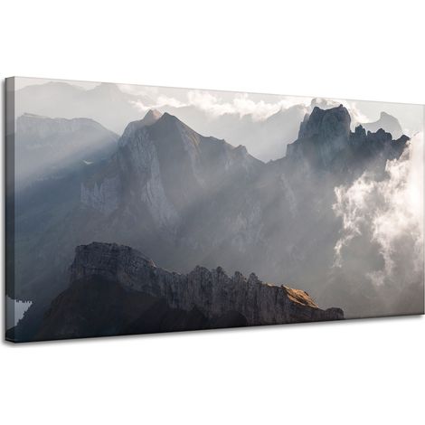 Leinwanddruck „Natur: Berge in den Wolken“, 120 x 60 cm