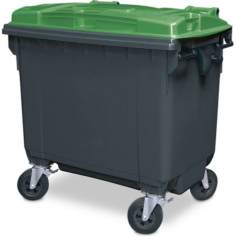 BRB Müllcontainer/MGB 660 Liter, EN 840-6, BxTxH 1360x765x1235 mm, grau mit farbigem Deckel (grau/grün)