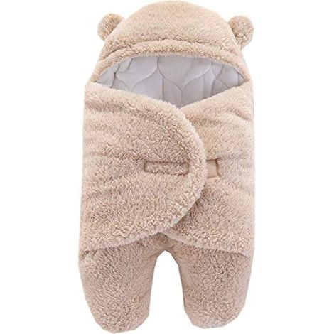 Neugeborenen-Winterschlafsack, warme Puckdecke, mit separater Fußstütze, geeignet für Babys (Mädchen und Jungen) und Kleinkinder, Farbe Khaki, 0-3 Monate (1/2)