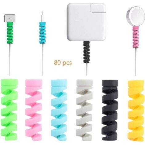 80 protectores de cables, protectores de cables de carga para cargadores tipo C, cargadores Lightning, todos los teléfonos móviles, cables de carga, cables de ratón, cables USB, color aleatorio. (1/4)