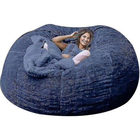 Pouf Lazy Sofa en fausse fourrure - 135 cm x 65 cm - bleu marine