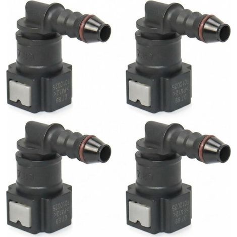 Lot de 4 Connecteur de Tuyau de Carburant de Voiture, Raccord durite essence, connecteur rapide à 90 degrés, plastique 7.89mm Connecteur ID6 (1/5)