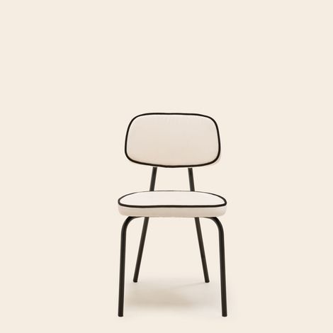 Chaise en Velours uni Dalila et passepoil noir YSABEAU (1/3)