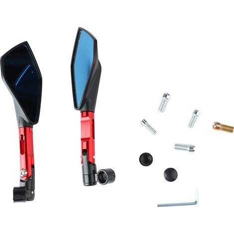 Rétroviseurs latéraux, alliage d'aluminium durable, miroirs universels pour moto et véhicule électrique, rouge (1/5)
