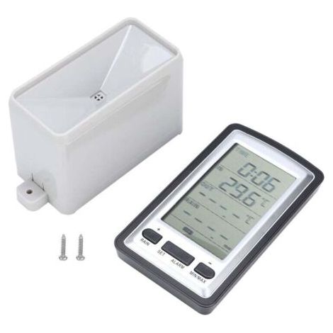 Digitales Innen-/Außentemperaturthermometer, Wetterstation mit Fernsensor, Regenmesser, Empfänger.