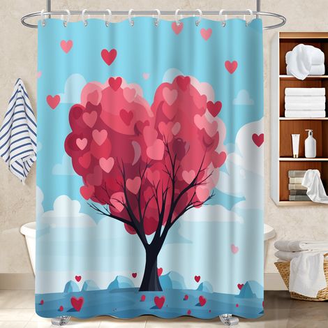 Ensemble rideau de douche polyester avec anneaux 180x180 robuste rideau imperméable pour hôtel / airbnb (1/5)
