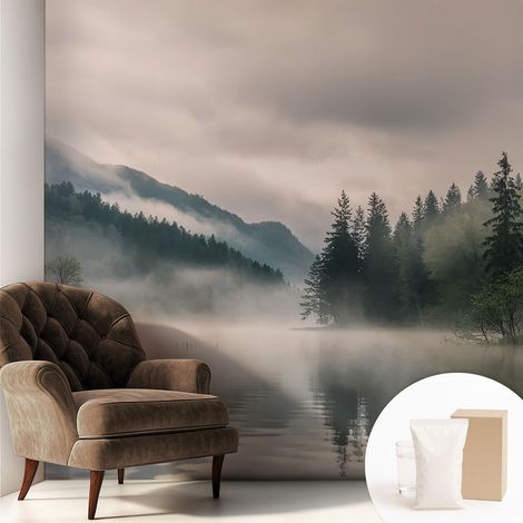 Carta Da Parati Non Tessuto - Con Colla Gratuita - Con Motivi Moderni - Design Elegante Per Pareti lago atmosferico 250x250 cm (1/5)