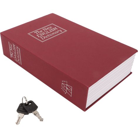 Coffre-fort livre doublure acier inoxydable, décoratif ABS, design ergonomique, toucher doux, tirelire de protection avec clé rouge (1/5)