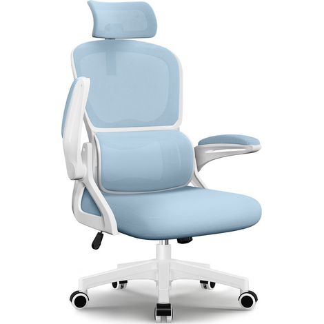 Authmic Chaise de Bureau,Fauteuil de Bureau,Chaise de Bureau Ergonomique avec Soutien Lombaire Adaptatif,Accoudoirs Rabattables 90°,Appui-Tte Réglable,office chair en Tissu Maillé Respirant, Adaptée