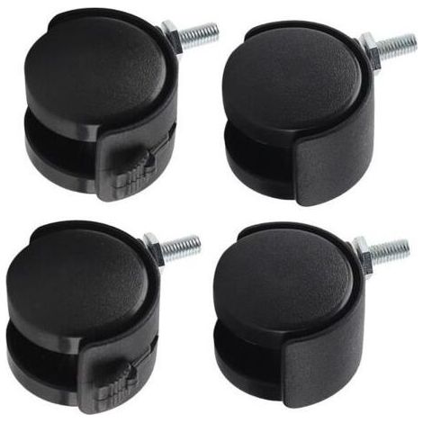 4PCS roulettes pivotantes Roulettes de remplacement pour meubles et chaises de bureau Plastique nylon, frein noir Mxzzand (1/4)