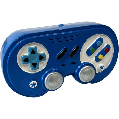 Tirelire manette de jeux vidéo en résine bleue 15 cm (1/3)