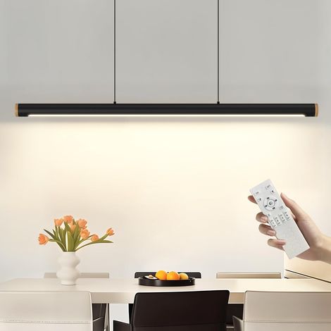 1 Suspension luminaire,46W LED noir,réglable hauteur,télécommande,salle à manger cuisine