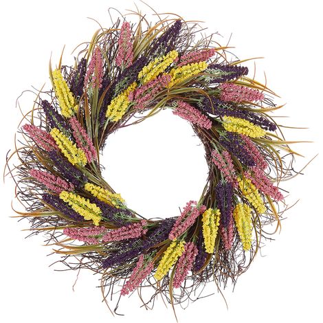 Corona para puerta multicolor hecha a mano decorativa flor artificial redonda 50 cm mesa decoración de pared estilo rústico Candelaria
